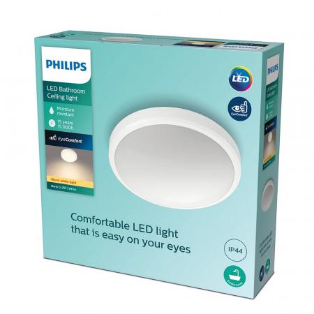 Philips LED Deckenleuchte Doris ø31cm weiß warmweißes Licht 2700K mit Eye Comfort - auch für das Bad geeignet IP44