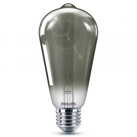 PHILIPS Vintage E27 LED Feines Rauchglas vereint mit rustikaler Glaskolbenoptik 2.3W wie 11W extra warmweiss