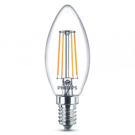 PHILIPS E14 LED Kerzen Lampe 4.3W wie 40W universalweißes Licht im Filamentdesign - Aktion: Nur noch angezeigter Bestand verfügbar