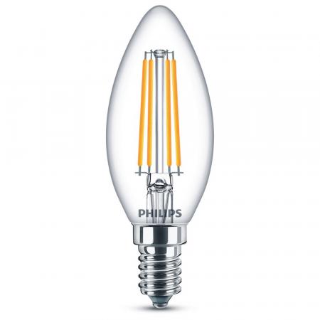 PHILIPS E14 LED Filament Leuchtmittel Kerzenform 6.5W wie 60W warmweiss klar