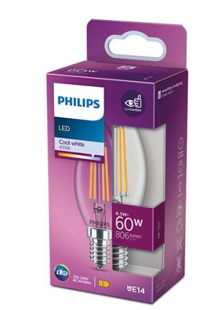 PHILIPS E14 LED Filament Kerzenlampe 4,3W wie 40W 4000K neutralweißes Licht