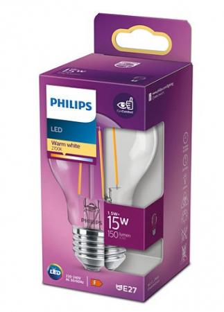 PHILIPS LED Lampe E27 Standardform 1.5W als 15 Watt Ersatz warmweises Licht Filamenttechnologie