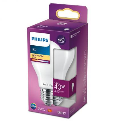 Philips E27 LED Glühbirne gefrostetes Glas 4,5W wie 40W warmweißes Licht