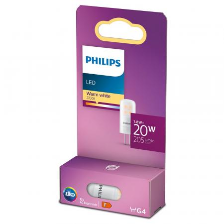 PHILIPS LED Capsule G4 - Stiftsockel Lampe 1.8W als 20 Watt Ersatz mit warmweissem Licht