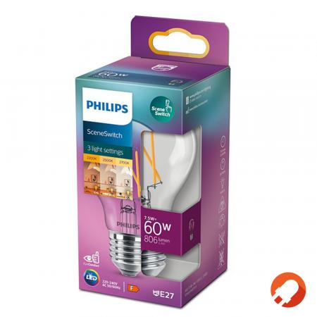 Philips E27 LED Classic SceneSwitch Ambientebeleuchtung mit 3-Stufen-Dimmer 60W-Ersatz
