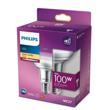 PHILIPS LED Strahler R80 E27 8W wie 100W 36° 2700K für gerichtetes warmweißes Licht