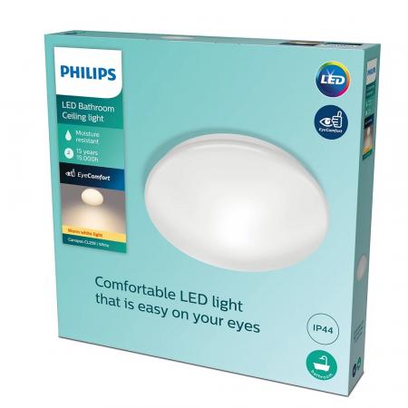 Philips LED Badezimmerleuchte Canopus ø39cm weiß warmweißes Licht 2700K mit Eye Comfort IP44