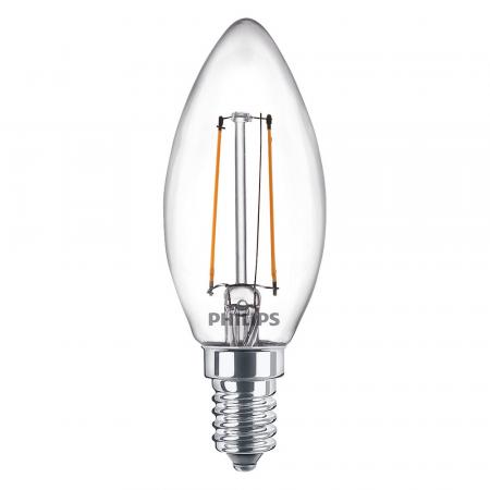 PHILIPS E14 LED Leuchtmittel in Kerzenform klar Filament 2W wie 25W warmweisses Licht