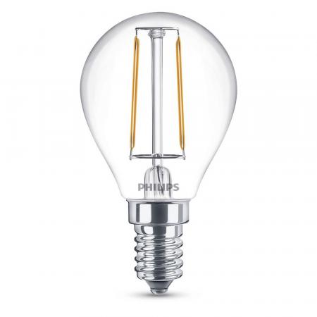 Philips E14 LEDClassic Tropfenform klar 2W wie 25W warmweisses Licht mit Filamentfäden