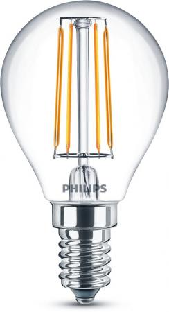 2er Pack E14 PHILIPS LED Tropfen Lampen klar 4.3W wie 40W warmweiß für behagliche Wohnbeleuchtung