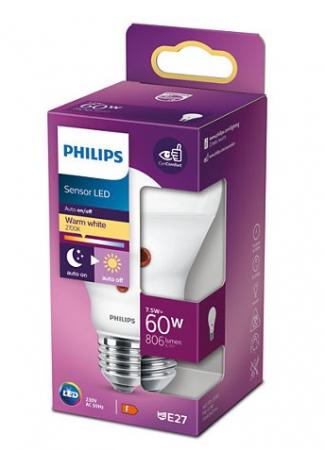 Philips Lighting E27 LED Leuchtmittel mit intelligentem Tageslichtsensor wie 60W warmweisse Lichtfarbe