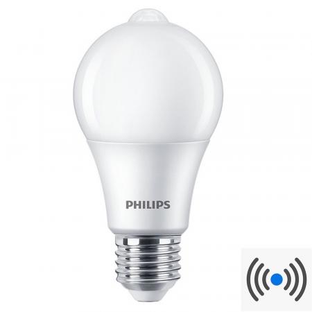 Philips E27 LED Lampe Sensor mit Bewegungsmelder 8W wie 60W warmweißes Licht Standardform Glühbirne