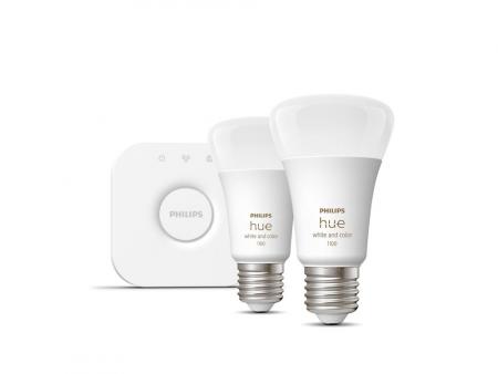 Starter Set Philips Hue E27 Lampe A60 Doppelpack + Hue Bridge RBGW