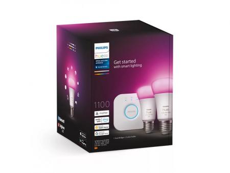 Starter Set Philips Hue E27 Lampe A60 Doppelpack + Hue Bridge RBGW