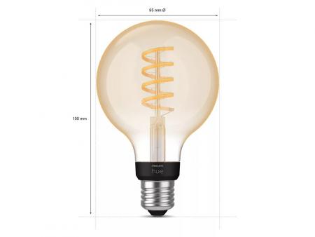 Philips Hue White E27 White Filament LED Globe Lampe G93 7W - Vintage-Stil mit Glühwedel und tunbale White 2200 - 6500 Kelvin