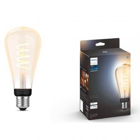 Philips Hue White E27 Filament Edison LED Lampe 7W - Edition mit Glühwedel in ST72 Rustikaform mit tunable White 2200-4500K