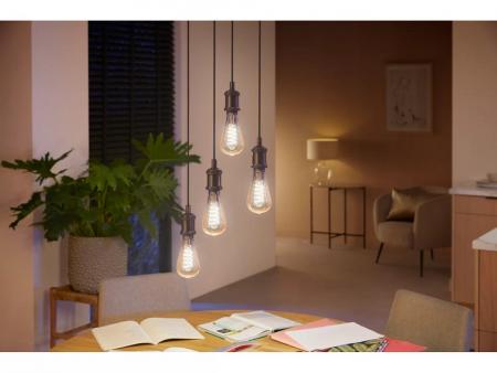 Philips Hue White E27 Filament Edison LED Lampe 7W - Edition mit Glühwedel in ST72 Rustikaform mit tunable White 2200-4500K