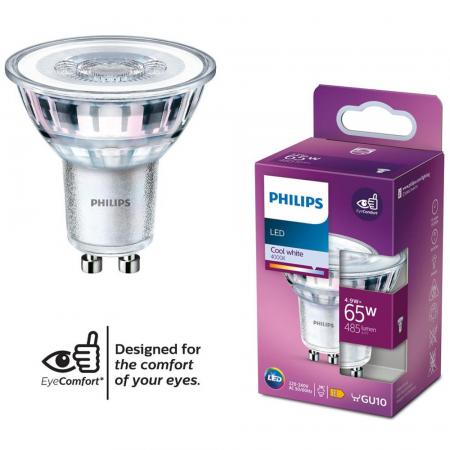 PHILIPS LED Strahler GU10 4,9W als 65W-Ersatz 36° Abstrahlwinkel universalweißes Licht 4000K für Akzentbeleuchtung