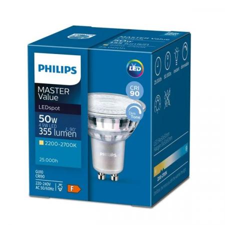 Philips GU10 MASTER LED Strahler Value 3.7W wie 35W Glas 36°-Lichtwinkel dimmbar warmweiß