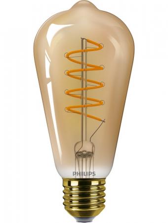Philips E27 Filament LED Kolbenlampe im vintage Design dimmbar 4W wie 25W 1800K extra warmweißes Licht - Bernstein