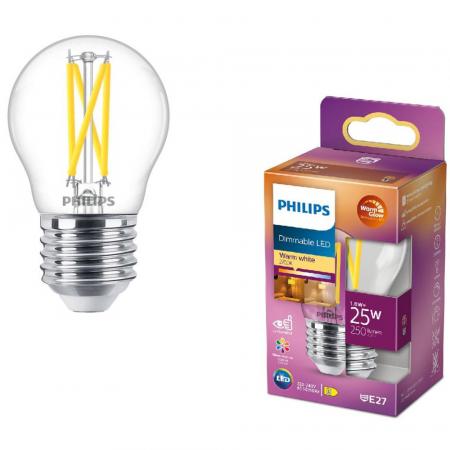 PHILIPS LED Leuchtmittel E27 Tropfen 2,5W = 25W WarmGlow dimmbar