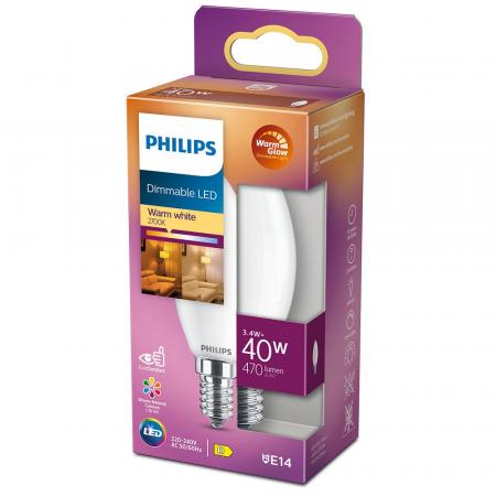 PHILIPS LED WarmGlow Kerze E14 3,4W wie 40W dimmbare Farbtemperatur - Nur noch angezeigter Bestand verfügbar