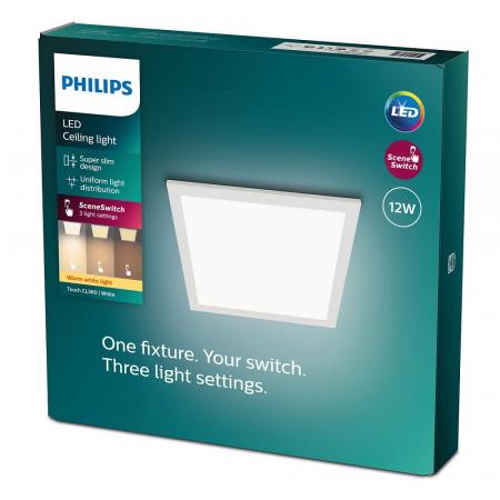 Superslim Philips LED-Aufbau Panel Touch in rechteckiger Form 30x30cm mit Scene-Switch-Funktion warmweißes Licht mit Eye Comfort