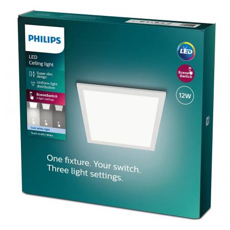 Superslim Philips LED-Aufbau Panel Touch in rechteckiger Form 30x30cm mit Scene-Switch-Funktion neutralweißes Licht mit Eye Comfort