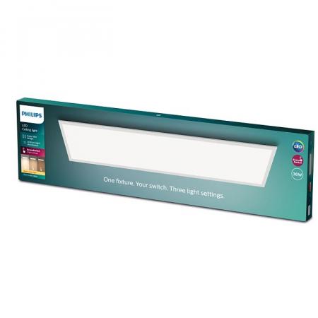 Superslim Philips LED-Panel Touch in rechteckiger Form 30x120cm mit Scene-Switch-Funktion warmweißes Licht mit Eye Comfort