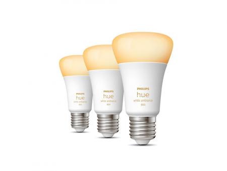 3er Philips Hue White Ambiance E27 Lampen 9W - tubable white dimmbar