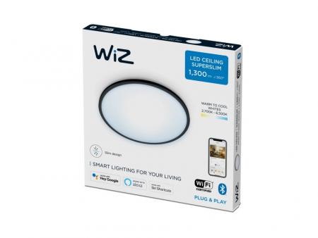 WIZ Smarte Superslim LED Deckenleuchte in Schwarz WLAN/Wi-Fi Tunable White Ø24cm