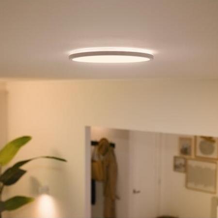 WIZ Smarte Superslim LED Deckenleuchte in Schwarz WLAN/Wi-Fi Tunable White Ø55cm leistungsstark für große Räume