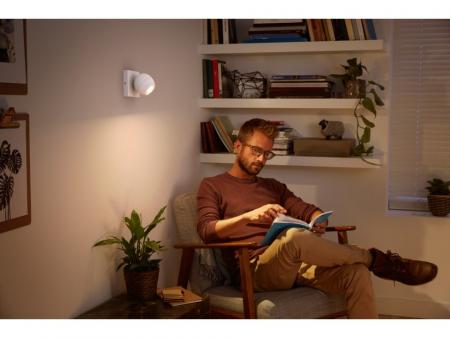 Philips Hue White Ambiance Buckram -1er Spot in Weiß im Retrostyle mit Dimmschalter