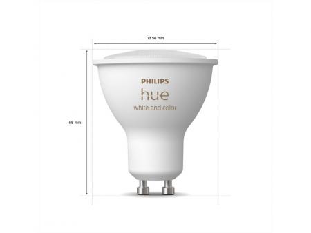 Philips Hue White GU10 LED White & Color Ambiance RGBW Leuchtmittel 4,3W warmweiß-kaltweiß dimmbar mit Bluetooth- und ZigBee-Steuerung