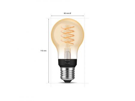 Philips Hue White E27 Filament Retro LED Lampe 7,2W - Vintage Edition mit Glühwedel