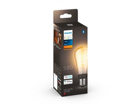 Philips Hue White E27  Filament Lampe Edison 7.2W dimmbar 2100K warmweißes Licht - steuerbar via App, kompatibel mit Amazon Alexa