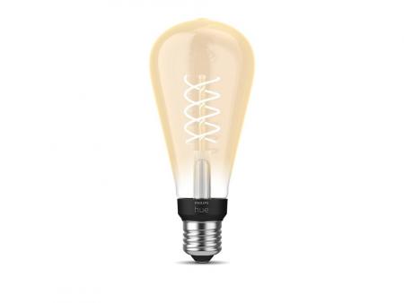 Philips Hue White E27 Filament ST72 Lampe 7W dimmbar 2100K warmweißes Licht - steuerbar via App, kompatibel mit Amazon Alexa