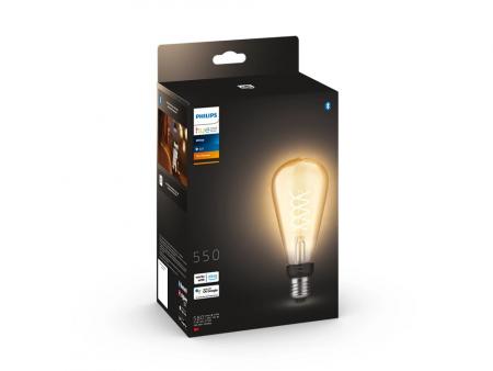 Philips Hue White E27 Filament ST72 Lampe 7W dimmbar 2100K warmweißes Licht - steuerbar via App, kompatibel mit Amazon Alexa