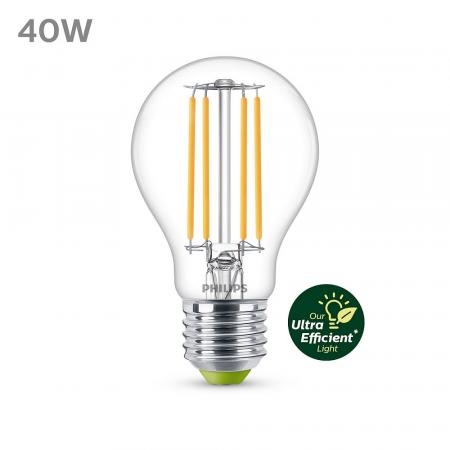 Besonders effiziente PHILIPS E27 LED Filament Lampe 2,3W wie 40W universalweißes Licht 4000K