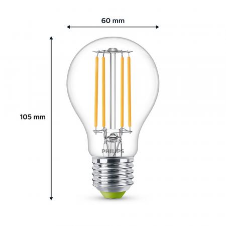 Besonders effiziente PHILIPS E27 LED Filament Lampe 2,3W wie 40W universalweißes Licht 4000K