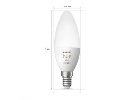 Philips Hue White E14 LED Kerze RGBW dimmbar 5,3W wie 40W mit Bluetooth- und/oder ZigBee-steuerbar