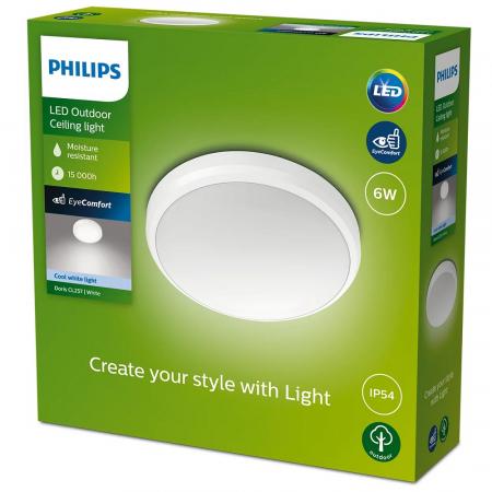 Philips LED Outdoor Deckenleuchte Doris ø22cm Weiß neutralweißes Licht 4000K