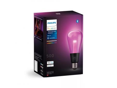 Philips Hue E27 White & Color Ambiance - ST72 Lampe Kolbenform RGBW - handgeblasen aus kristallklarem Glas