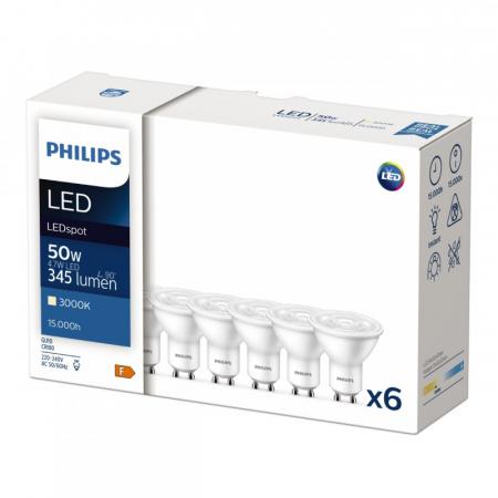 6er Pack Philips GU10 CorePro LED Strahler 4.7W wie 50W 3000K warmweißes Licht schmaler Abstrahlwinkel mit 36 Grad