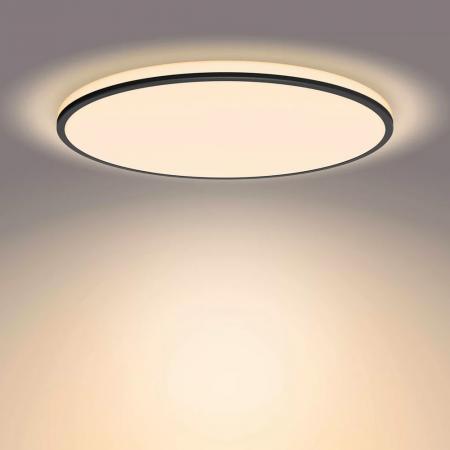 Flache Philips LED Deckenleuchte Ozziet schwarz dimmbar ø40cm 2700K warmweißes Licht mit zwei Zonen