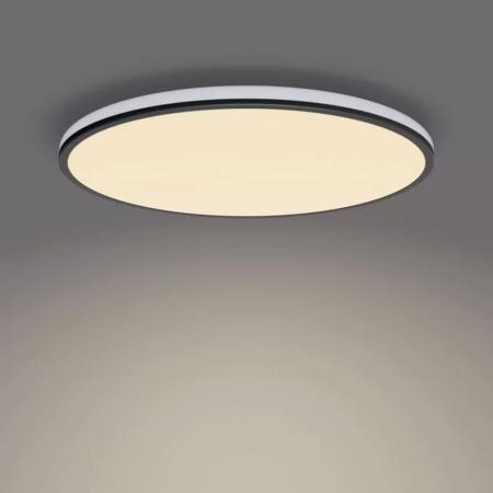 Flache Philips LED Deckenleuchte Ozziet schwarz dimmbar ø40cm 2700K warmweißes Licht mit zwei Zonen