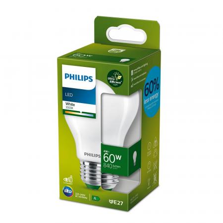 Besonders effiziente PHILIPS E27 LED Filament Lampe matt 4W = 60W 3000K warmweißes Licht - Beste Energie Effizienz Klasse