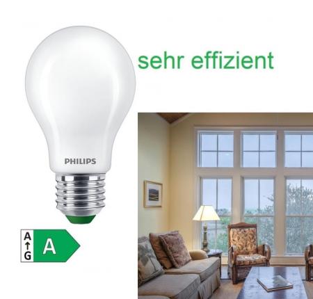Besonders effiziente PHILIPS E27 LED Filament Lampe 4W = 60W warmweißes Licht 3000K - Beste Energie Effizienz Klasse