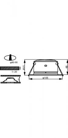 Philips Diamond Einbauspot 4,5W, Einbau-Durchmesser 90mm, weiß, 3000K warmweißes Licht 110°, Einbautiefe 70mm