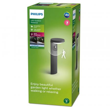 Sale - Nur begrenzter Bestand verfügbar:  Philips Wegeleuchte Tyla in Anthrazit mit Bewegungsmelder neutralweißes etwas kühleres Licht